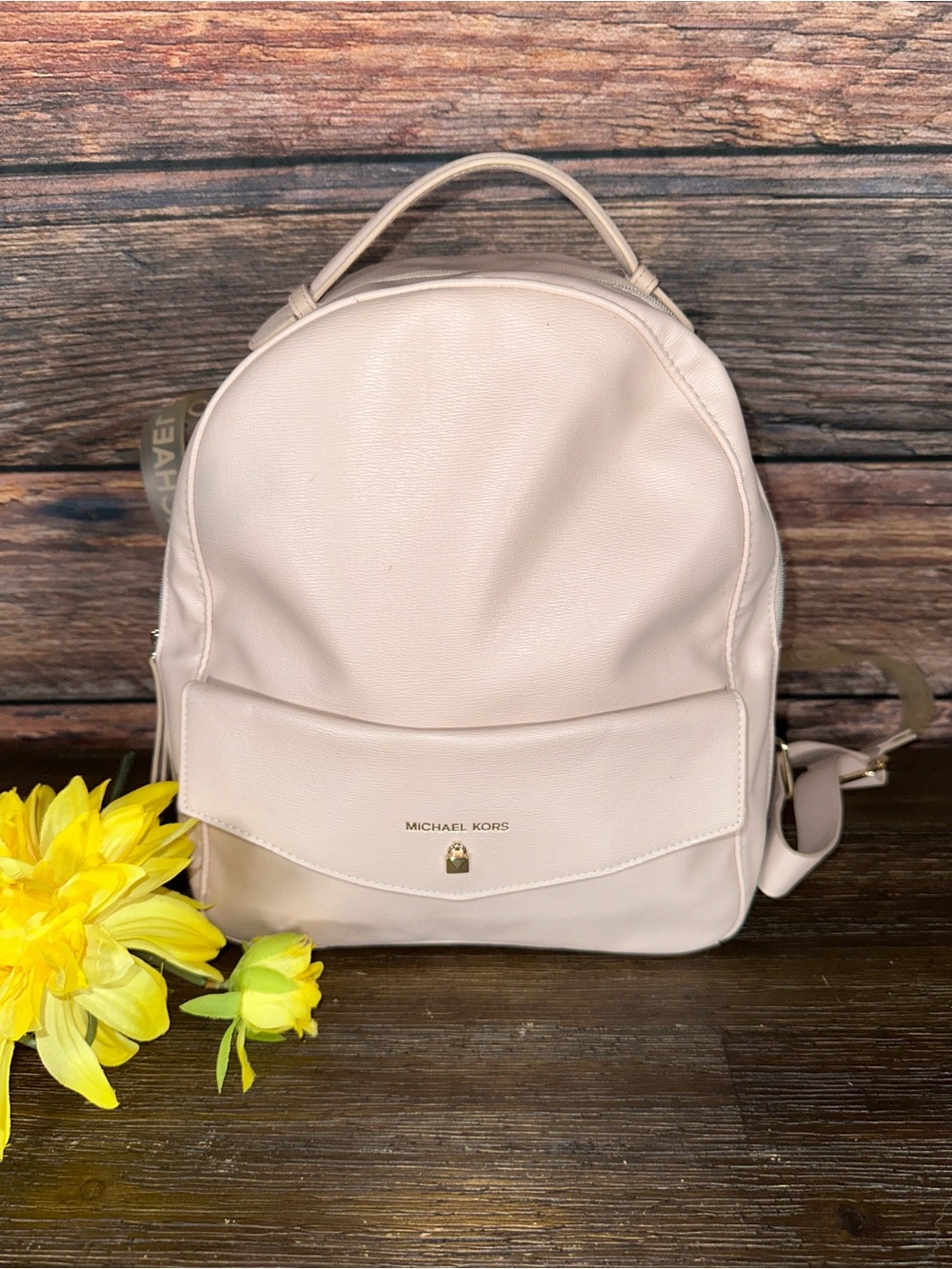 Michael Kors Pale Pink Backpack with Michael Kors straps!